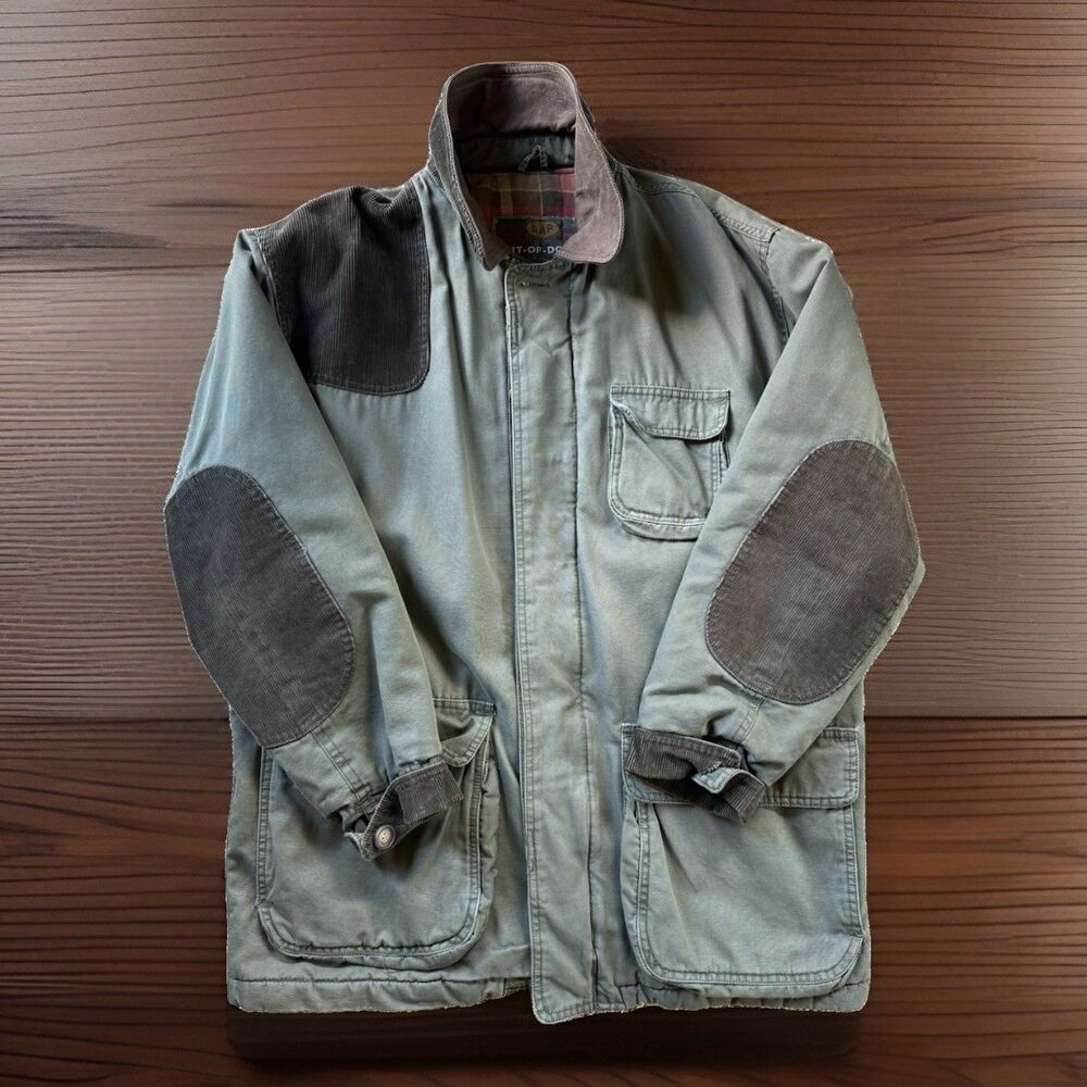 🔥VTG 80s GAP Jacket Mens M Green Corduroy Canvas Quilted Lined Work Chore Coat